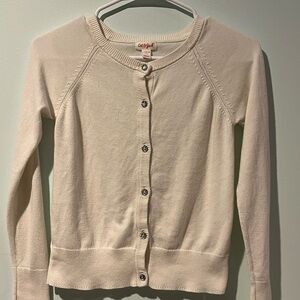 Cat & Jack Girls White Decorative Button Down Cardigan Sweater, Size L (10/12)